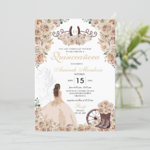 Convite Quinceañera, Cavalo Ocidental Russo do Champagne D