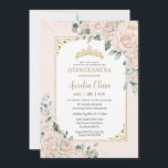 Convite Quinceañera Champagne Ivory Blush Floral Dourado<br><div class="desc">Personalize este elegante convite de Quinceanera / Sweet 16 Aniversário com uma redação própria, fácil e rapidamente, basta pressionar o botão personalizá-lo para reorganizar e formatar o estilo e a colocação do texto. Itens correspondentes disponíveis no repositório. Todo texto é editável. Pode ser editado para outras ocasiões. A coroa pode...</div>