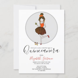Convite Quinceanera Chica en vestido de fiesta invitación