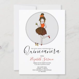Convite Quinceanera Chica en vestido de fiesta invitación