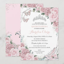 Quinceañera Cinderela Princesa Poeira Rosa Floral