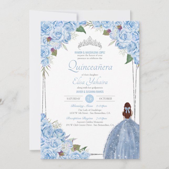 Convite Quinceanera Cinderella Princesa Birthday (Frente)
