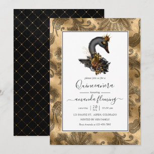 Convite Quinceañera Cisne Negro