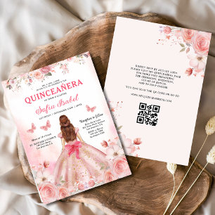 Convite Quinceañera Código QR Blush Rosa Rosa Rosa Rosa Ro