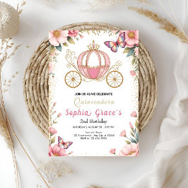 Convite Quinceañera Conto de Fadas Rosa