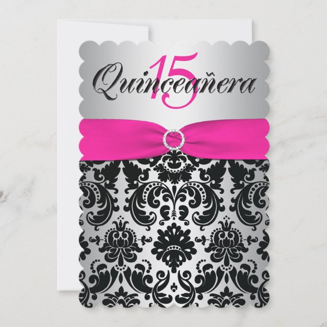Convite Quinceanera convida o rosa IMPRESSO | da FITA, (Frente)