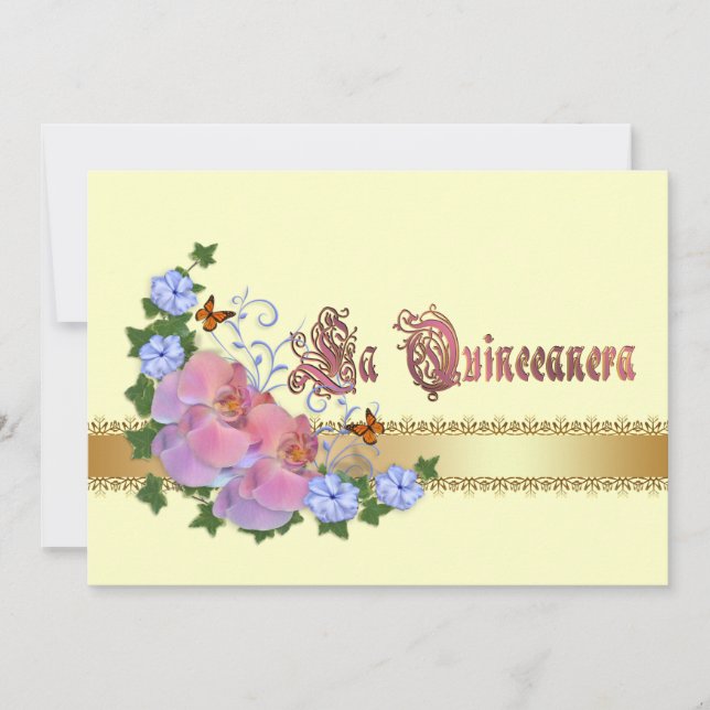 Convite Quinceanera convidado 15 Birthday elegante (Frente)