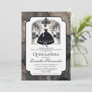 Convite Quinceañera da Vintagem Branca e Negra