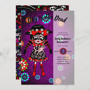 Convite Quinceanera Day of the Dead Sugar Skulls