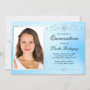 Convite Quinceanera de Foto Azul Bebê