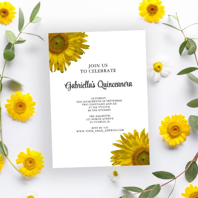 Convite Quinceanera de girassol amarelo (Criador carregado)