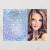 Quinceanera de Inverno Congelado Roxo Verde-azulad