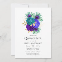 Quinceañera de Mardi Gras Floral em Aquarela