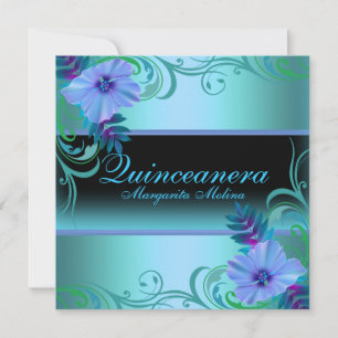 Convite Quinceanera De Vibrante Azul E Roxo