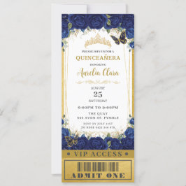 Convite Quinceañera Doce Azul-marinho 16 VIP Tíquete