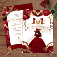 Quinceanera Dourada Burgundy Western Charro 2 Side