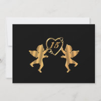 Quinceanera Dourado cupids em preto para 15 de ani