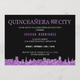 Convite QUINCEAÑERA E A CIDADE Mis Quince Festa de anivers