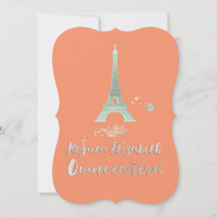 Convite Quinceanera/Eiffel/Mint/DIY bckgrand/Princess/Crow