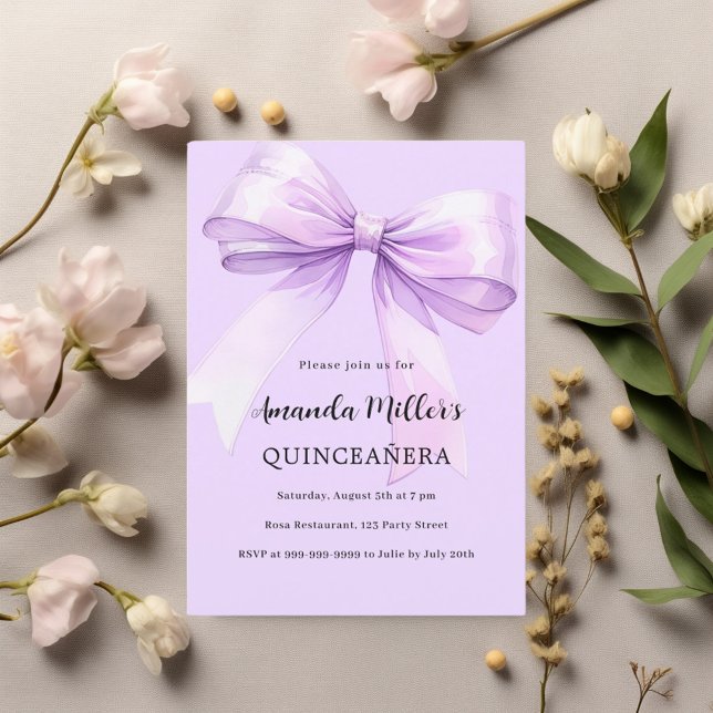 Convite Quinceanera elegante arco lavanda (Criador carregado)