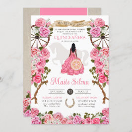 Convite Quinceanera Elegante cor-de-rosa Rosa Western Char