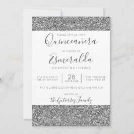 Convite Quinceanera Elegante Glitter Sparkle