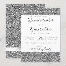 Convite Quinceanera Elegante Glitter Sparkle