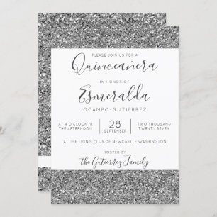 Convite Quinceanera Elegante Glitter Sparkle