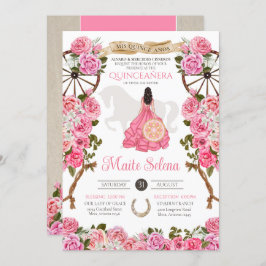 Convite Quinceanera Elegante, Rosa Charro, Rosa, Aniversár