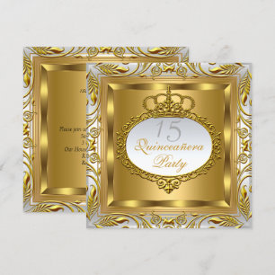 Convite Quinceañera Elite Elegante Dourado Prateado Aniver