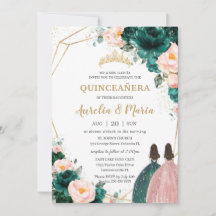Quinceañera Emerald Green Blush Gêmeas Florais