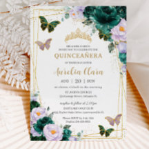Quinceañera Emerald Green - Borboleta Floral