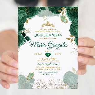 Convite Quinceañera Emerald Green Borboleta Mexicana