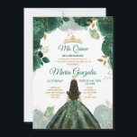 Convite Quinceañera Emerald Green Butterfly Dourada Crown<br><div class="desc">Quinceañera Emerald Green Butterfly Dourada Crown Invitation Mis Quince 15 Anos,  16º aniversário</div>