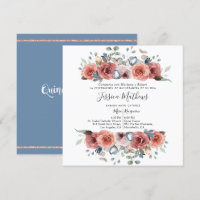 Quinceanera espanhola, azul-poeirento e floral ros