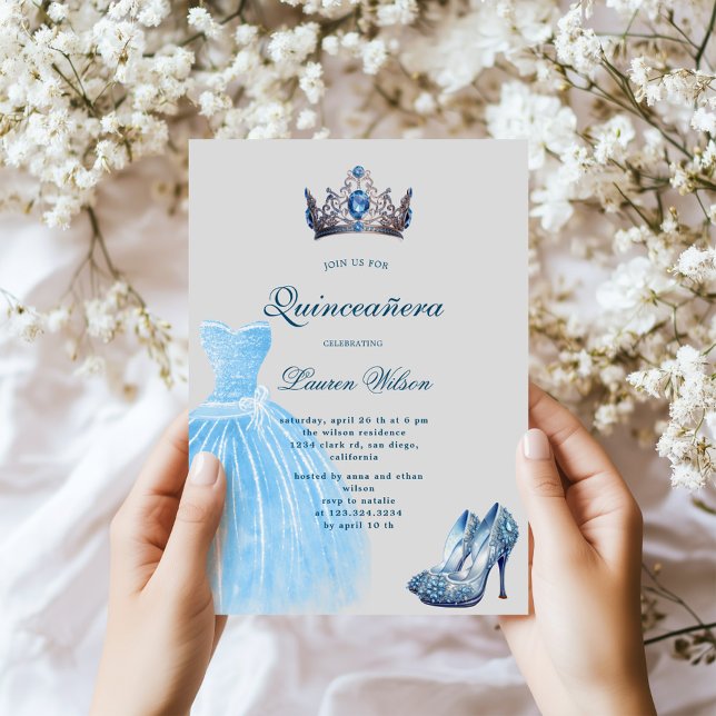 Convite Quinceañera Exclusiva da Rainha Diamante Azul (Criador carregado)