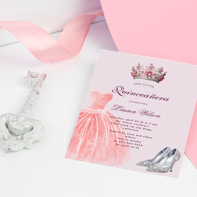 Convite Quinceañera Exclusiva da Rainha dos Diamantes Rosa (Criador carregado)