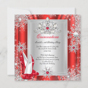 Convite Quinceanera Festa de 15 Anos Saltos Vermelhos 2