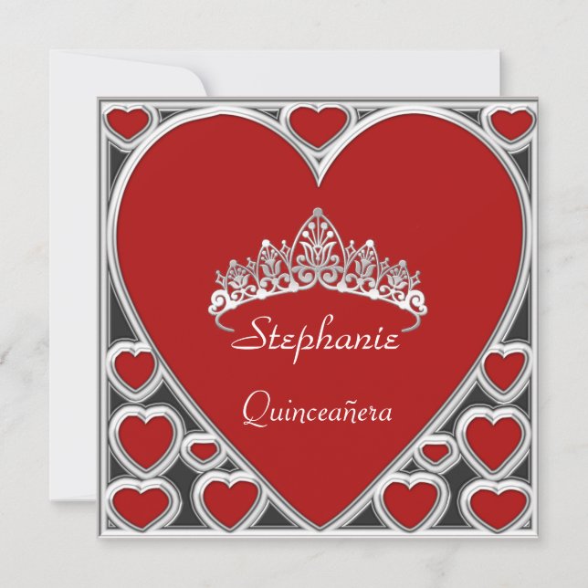 Convite Quinceañera Festa de aniversário Red (Frente)