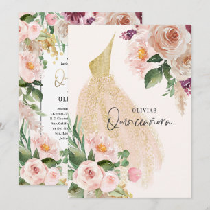 Convite Quinceañera Fia-rosa, aniversário de vestidos fl