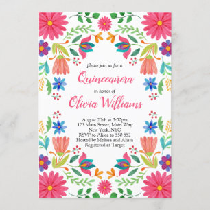 Convite Quinceanera Fiesta - Aniversário Rosa Mexicano