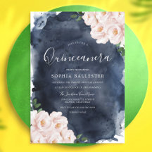 Quinceanera Floral Água-Marinha Bege