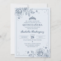Quinceañera Floral Azul Desbotado