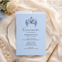 Quinceañera Floral Azul e Marfim