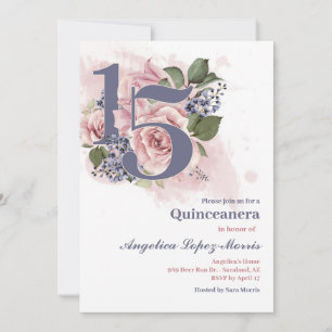 Convite Quinceañera Floral Chic 15º