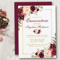 Quinceanera Floral de Aquarela Dourada