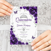 Quinceanera Floral de Prata Roxa