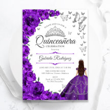 Quinceanera Floral de Prata Roxa