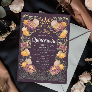 Convite Quinceanera Floral do Jardim Encantado