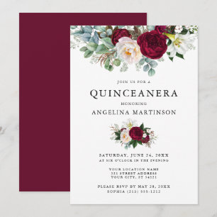 Convite Quinceanera Floral Elegante